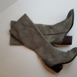 Kelsi Dagger gray antiqued suede leather tall boot